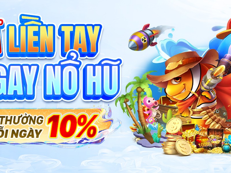 Hình ảnh đại dương rực rỡ với các loài cá và kho báu trong game Bắn Cá Hải Vương